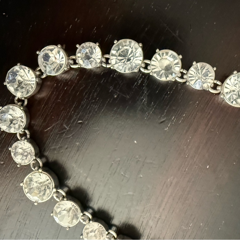 Silver Diamond Necklace with Prong Setting